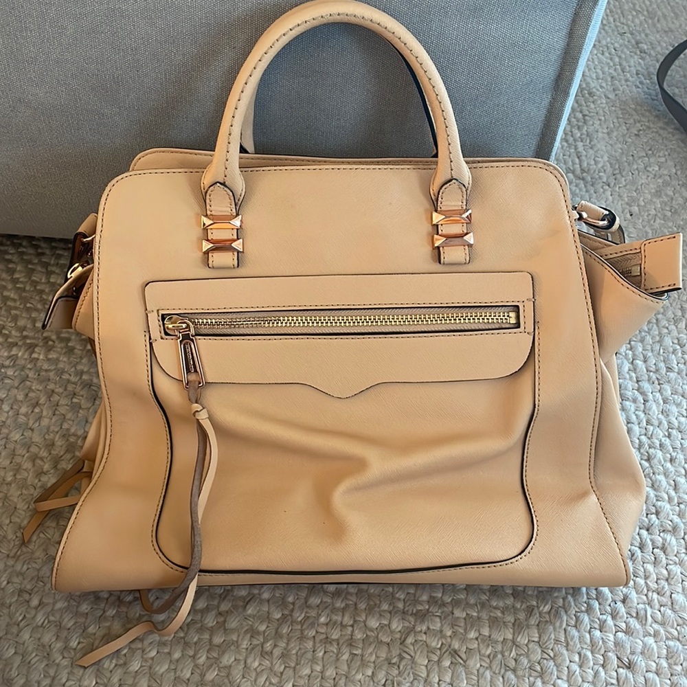 Rebecca Minkoff Tan Handbag with rose gold and gold hardware
